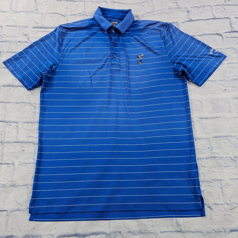 Callaway Golf Polo Mens M Blue Striped Mickey Mouse Disney Performance Shirt